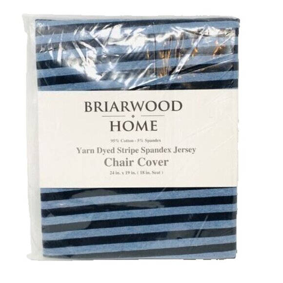 Chair Cover Stretch Spandex Blue Stripe Armless Accent Seat Protector 18 Inch - Picture 1 of 5